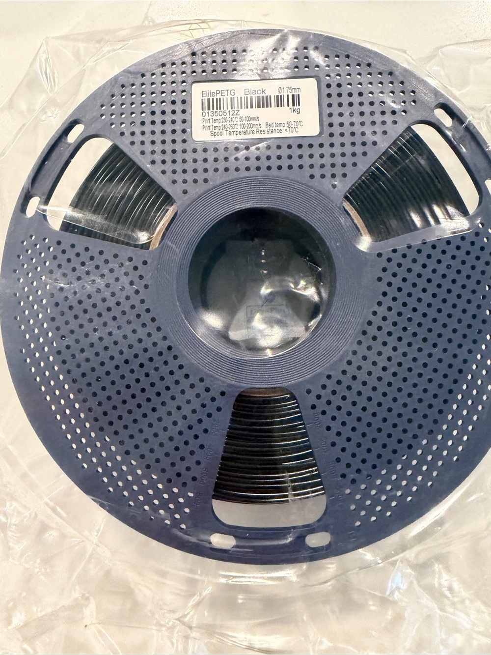 Black PETG 3D Printer Filament Spool